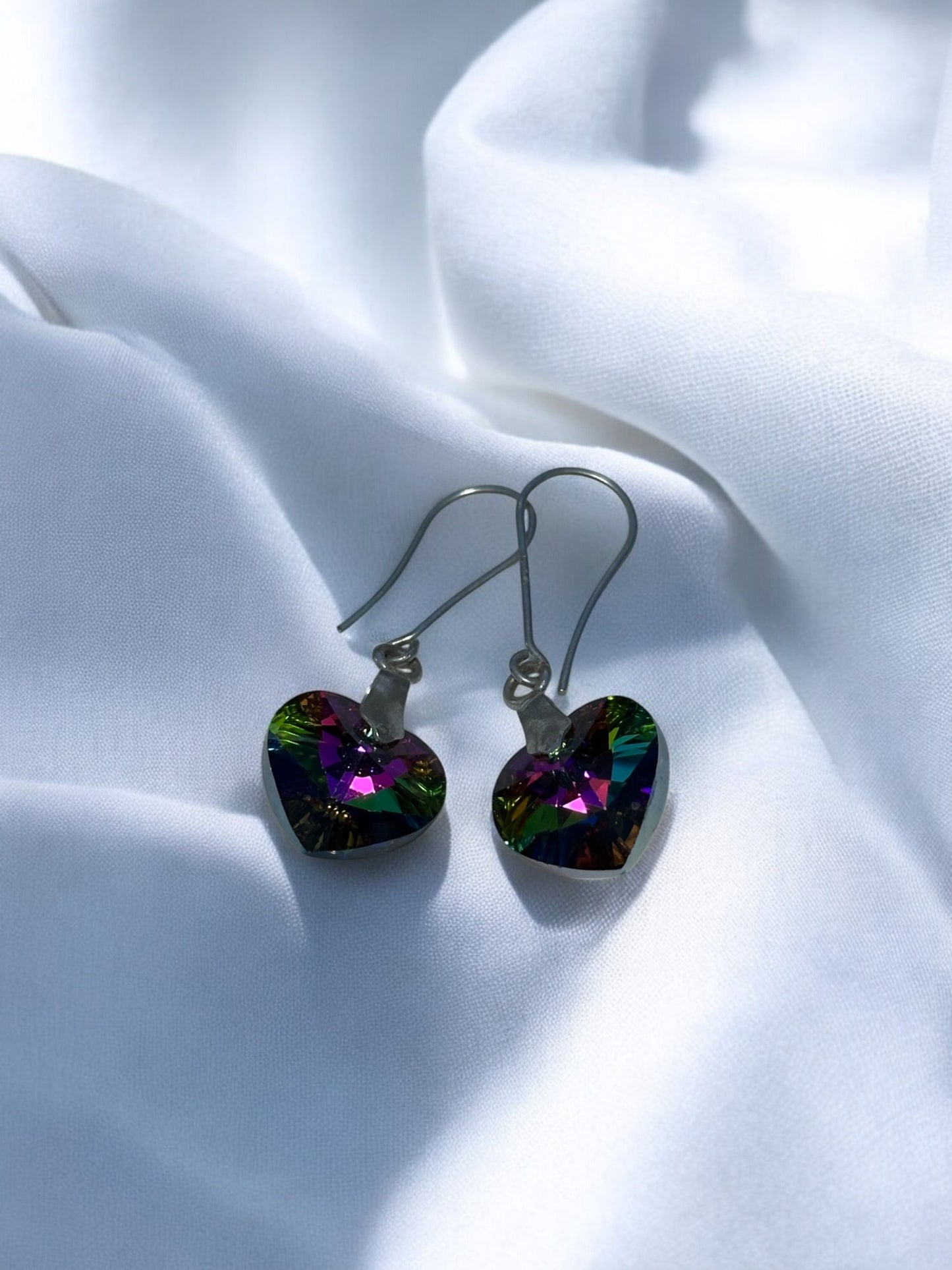 Aretes y dijes de corazón Estilo Swarovski con plata ley 925.
