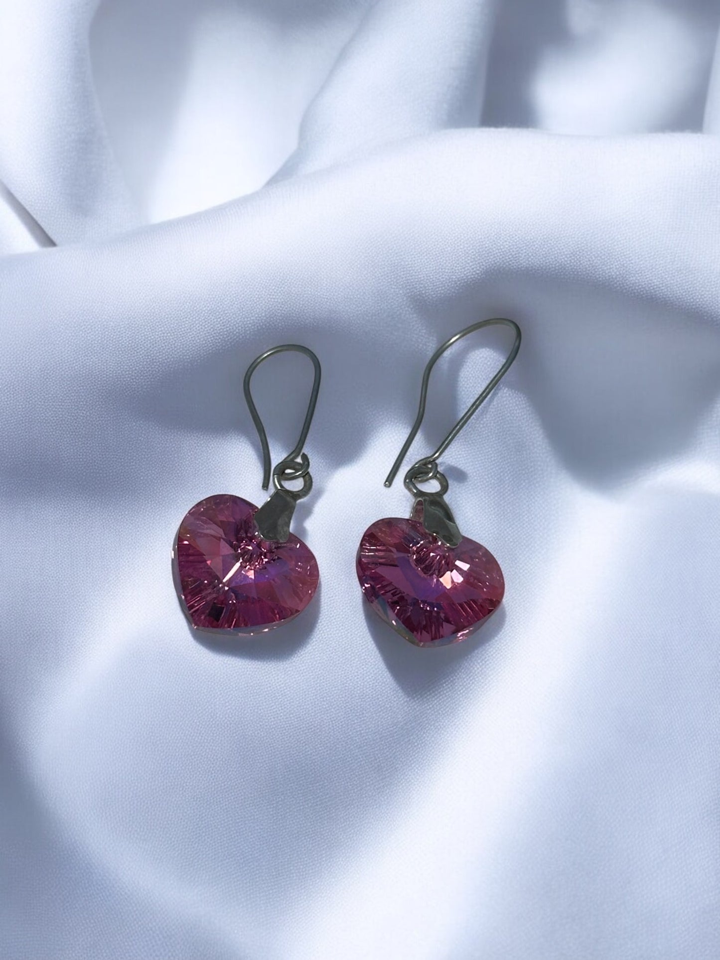 Aretes y dijes de corazón Estilo Swarovski con plata ley 925.